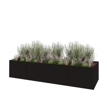 Tērauda puķu kaste XXL - Taisnstūris - 400 x 120 x 80 cm - RAL9010 matēts (balts) - Bez pamatplates