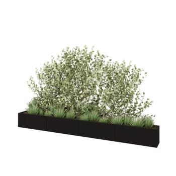 Tērauda puķu kaste XXL - Taisnstūris - 400 x 30 x 40 cm - RAL9005 matēts (melns) - Bez pamatplates