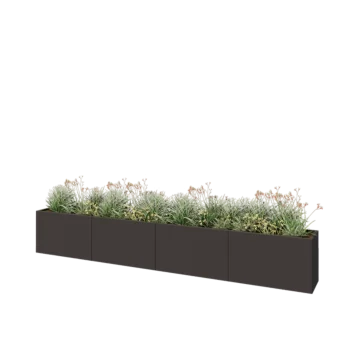 Tērauda puķu kaste XXL - Taisnstūris - 400 x 40 x 60 cm - RAL7016 matēts (antracīta pelēks) - Bez pamatplates