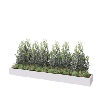 Tērauda puķu kaste XXL - Taisnstūris - 400 x 60 x 30 cm - RAL9010 matēts (balts) - Ar pamatplati