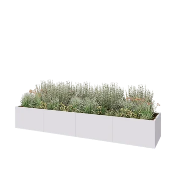 Tērauda puķu kaste XXL - Taisnstūris - 400 x 80 x 60 cm - RAL9010 matēts (balts) - Ar pamatplati