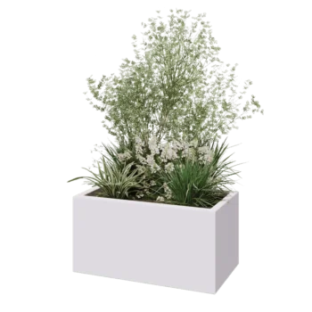 Stikla šķiedras puķu kaste - Taisnstūris - 80 x 40 x 40 cm - RAL9010 matēts (balts) - Ar dibenu