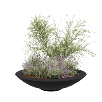 Stikla šķiedras puķu kaste - Bļoda - Ø 153 x 34 cm - RAL7021 matēts (melns pelēks) - Ar dibenu