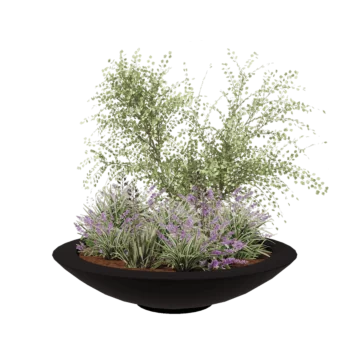 Stikla šķiedras puķu kaste - Bļoda - Ø 153 x 34 cm - RAL9005 matēts (melns) - Ar dibenu