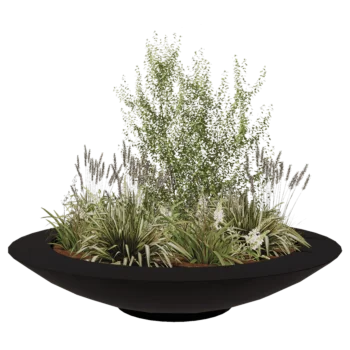 Stikla šķiedras puķu kaste - Bļoda - Ø 200 x 40 cm - RAL9005 matēts (melns) - Ar dibenu