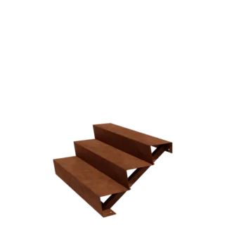 Kortena tērauda dārza kāpnes - 3-soļi - 72 x 120 x 51 cm