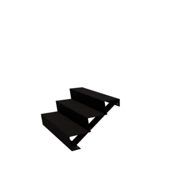 Tērauda dārza kāpnes - 3-soļi - 72 x 100 x 51 cm - RAL9005 matēts (melns)