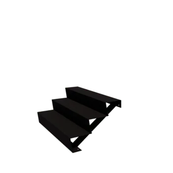 Tērauda dārza kāpnes - 3-soļi - 72 x 120 x 51 cm - RAL9005 matēts (melns)
