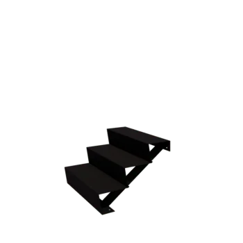 Tērauda dārza kāpnes - 3-soļi - 72 x 80 x 51 cm - RAL9005 matēts (melns)